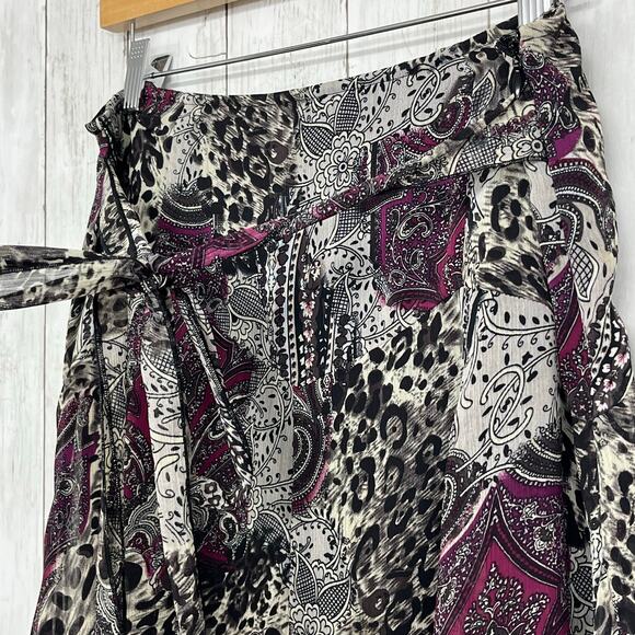 Fashion Bug Vintage 2 Piece Flowy Shirt Skirt Set Fairy Paisley Animal Print - Picture 7 of 16